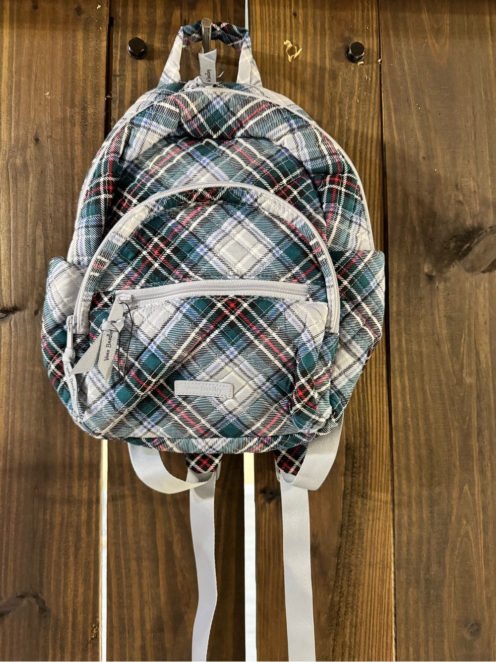Vera Bradley Plaid Mini Backpack in Blue, Green, Red
